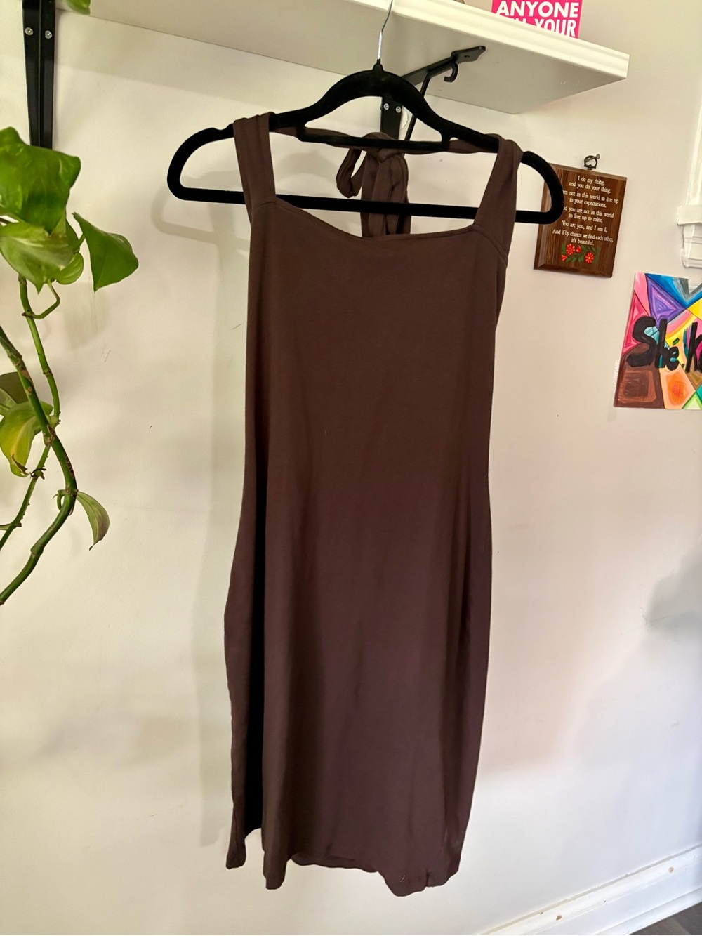 Victoria's Secret Brown Square-Neck Midi Dress